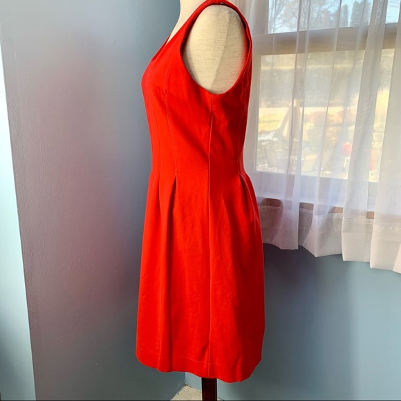 J. Crew Red Pleated Fit and Flare Sleeveless Dress - Picture 4 of 8